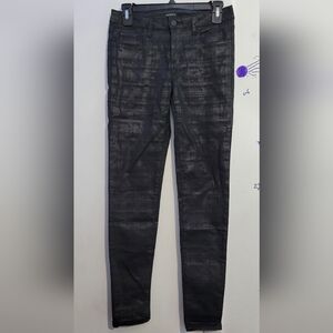 NUMERO Coated Check-Print Skinny Jeans Size 27